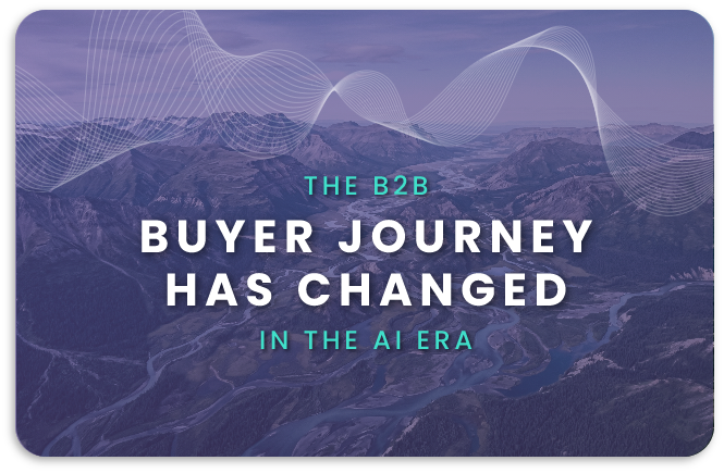 Text on landscape: “THE B2B BUYER JOURNEY HAS CHANGED” and “IN THE AI ERA”