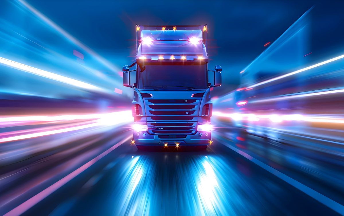 Trucks connected in a global network for efficient fleet management logistics. Concept Fleet Management, Truck Connectivity, Global Network, Logistics Efficiency, Fleet Technology